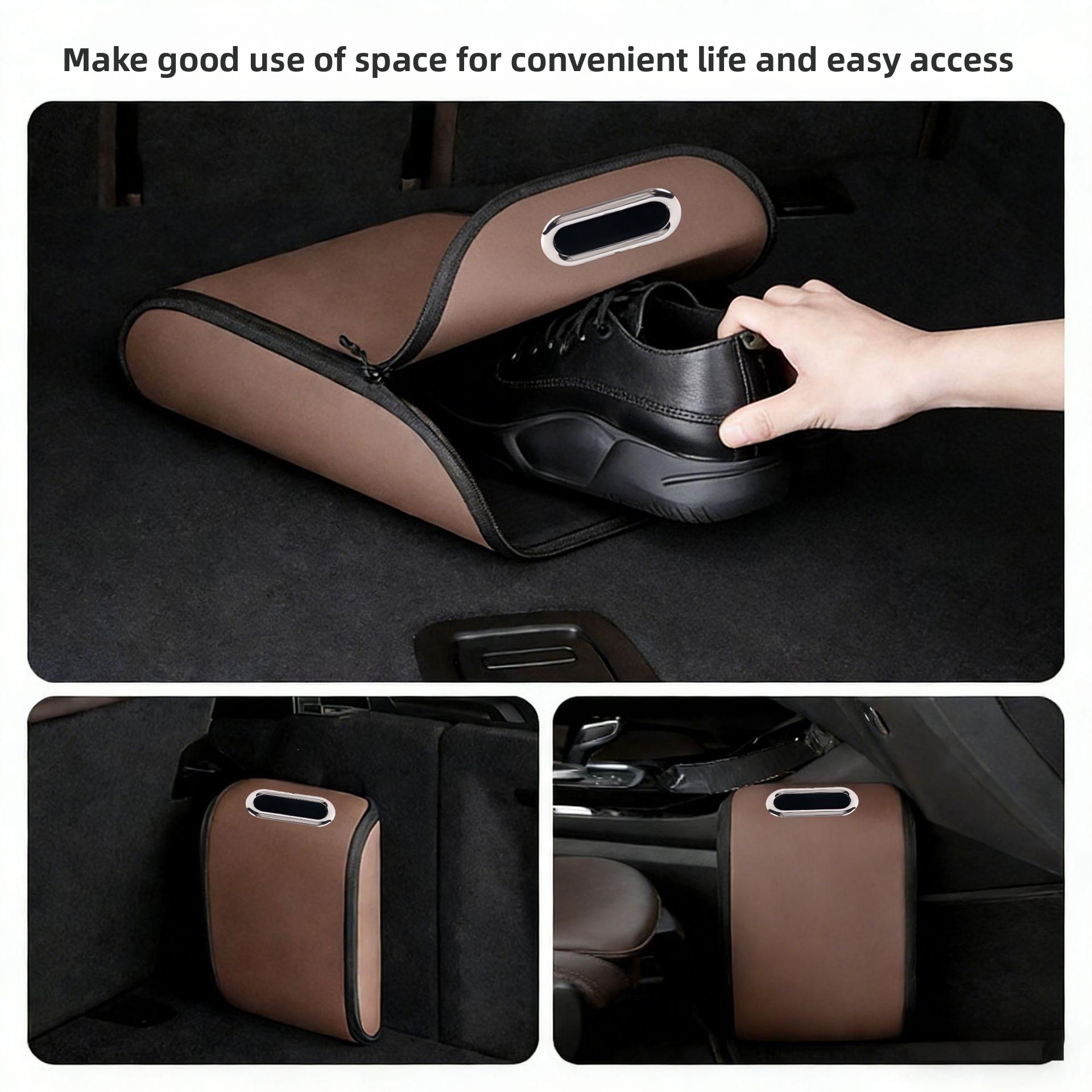Car Trunk Storage Bag PU Leath - Car Trunk Organizer Foldable Storage Box 评论和价格