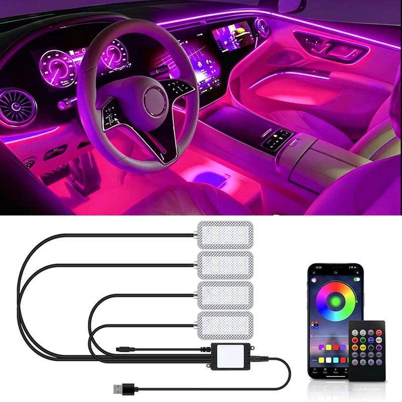 Neon LED Car Interior Ambient  - Led Ambient Interior Car Lights App Control 评论和价格