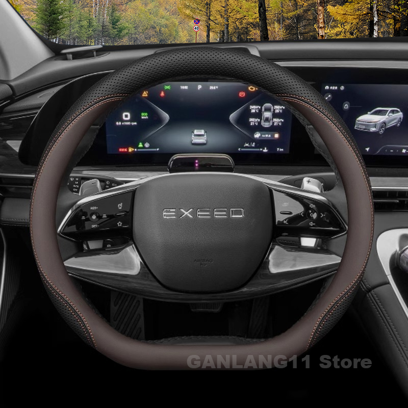 Leather Car Steering Wheel Cov - Car Steering Wheel Cover Anti Slip Breathable 评论和价格