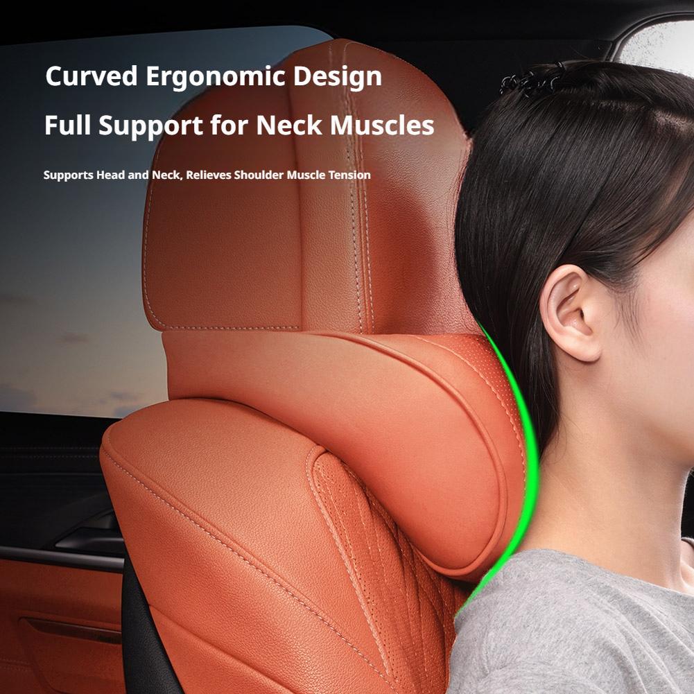 Luxury Leather Car Headrest Pi - Memory Foam Car Neck Pillow Lumbar Support 评论和价格